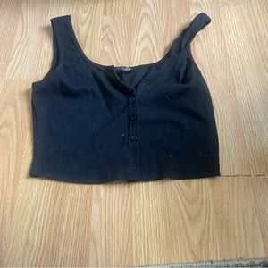Button up black cropped tank top